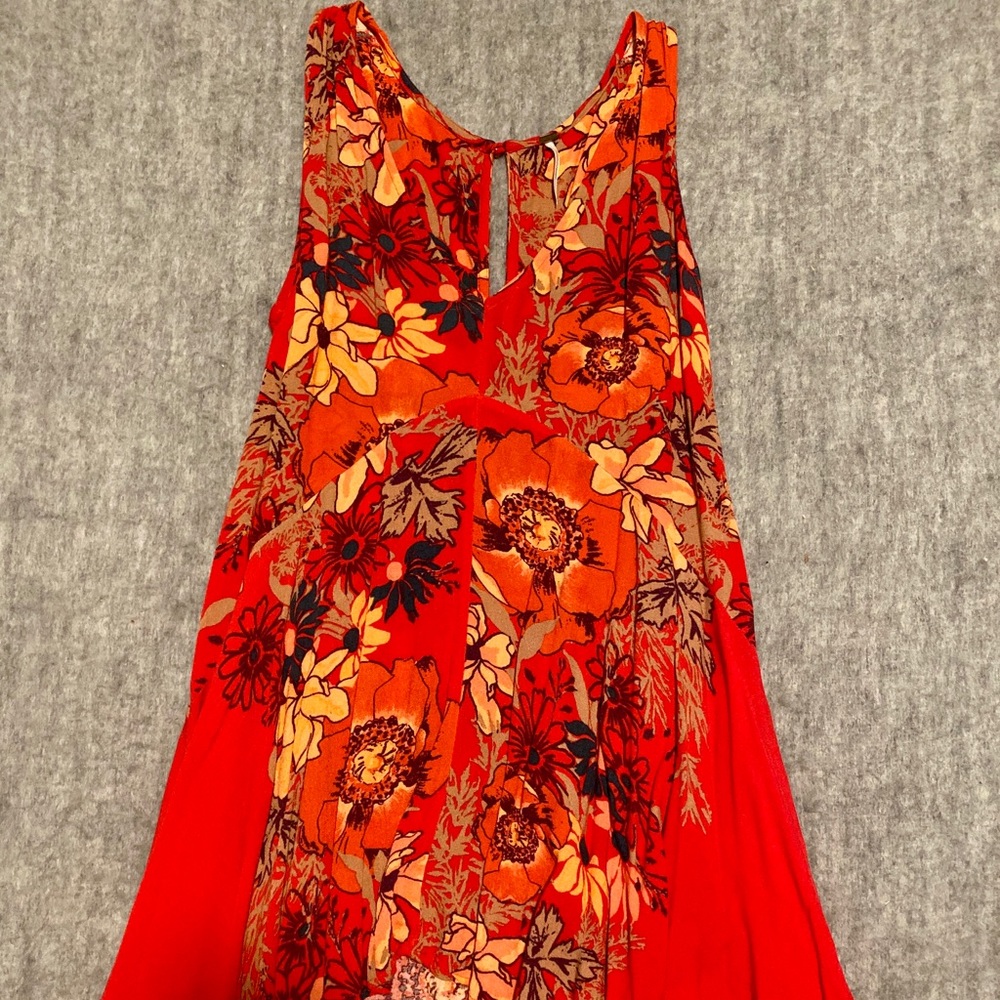 Red floral mini dress